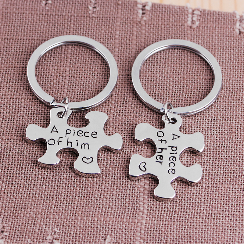 Fashion Letter Puzzle Couple Set Keychain display picture 5