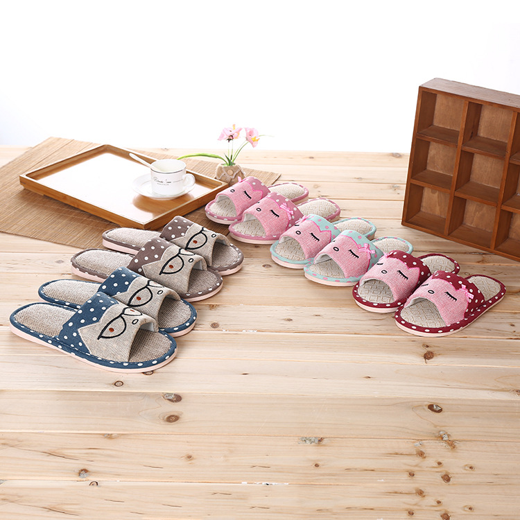日韓式家居布藝拖鞋廠家批發小清新加厚棉拖鞋棉布高彈力按摩拖鞋