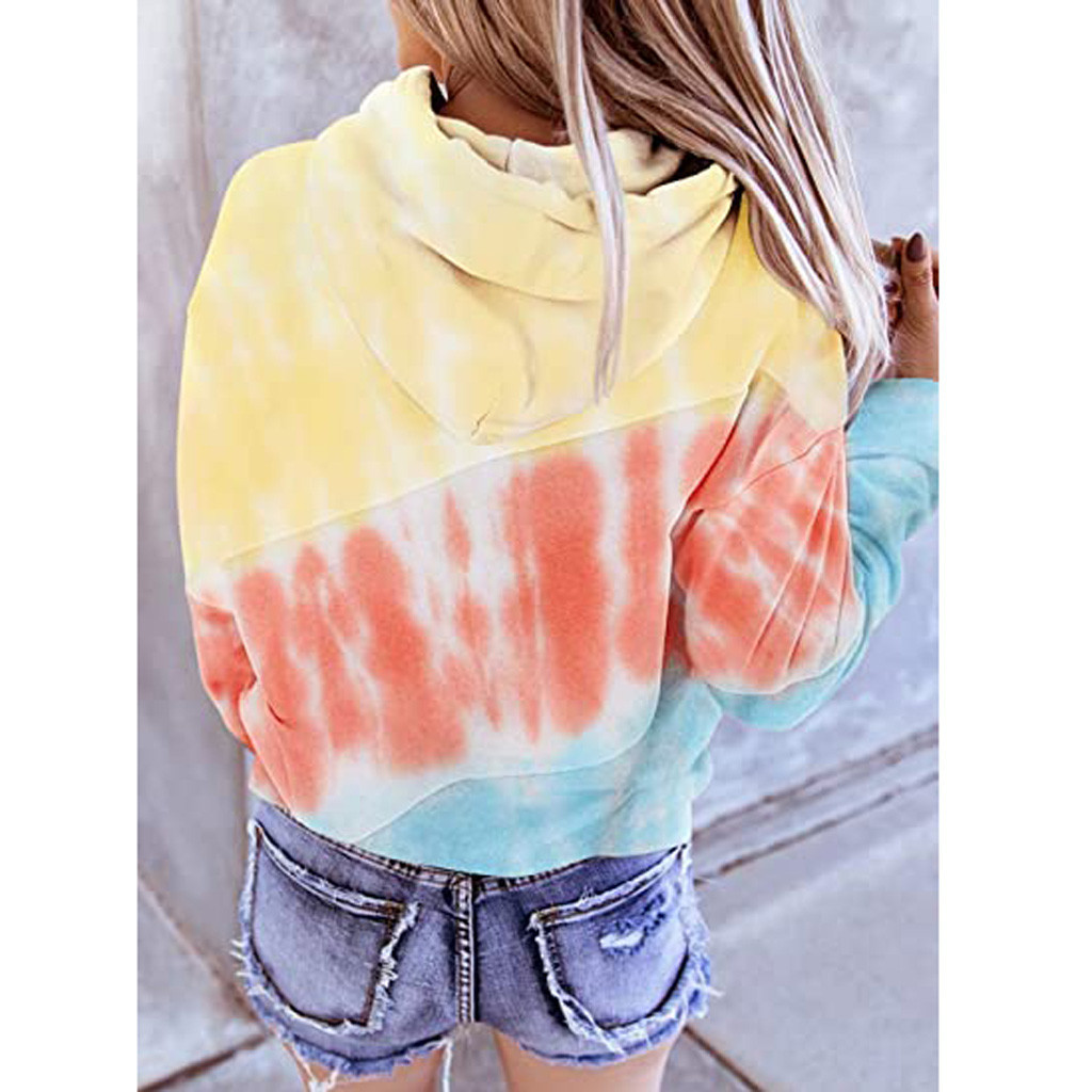 Loose Tie-Dye Print Hooded Long-Sleeved Sweater NSYF1129