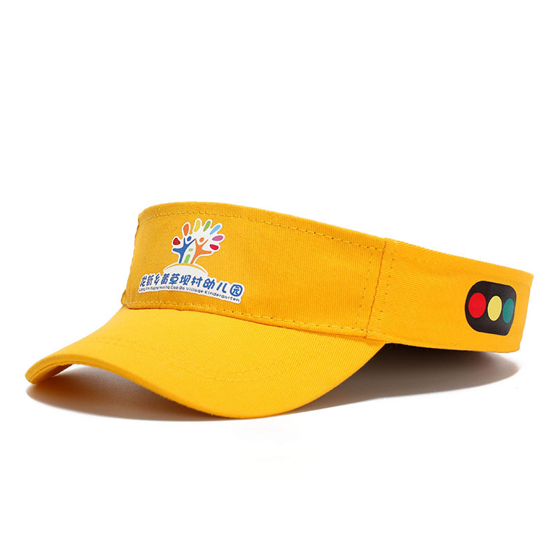 儿童幼儿园纯棉无顶鸭舌帽遮阳透气学生安全帽小黄帽可定 制LOGO