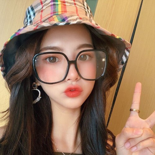 Internet celebrity large-frame glasses for men and women, square, large-face, anti-blue light glasses, plain glasses, no prescription glasses