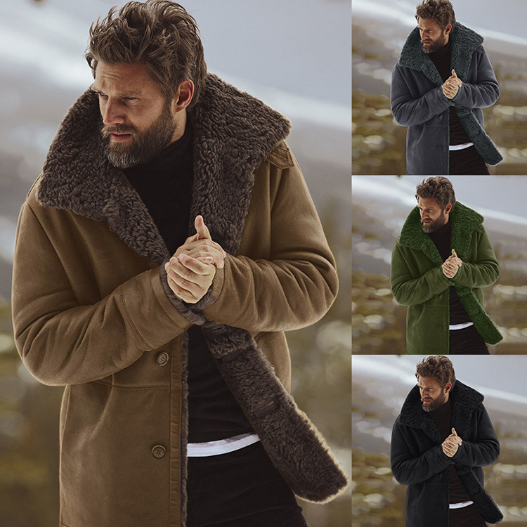 Autumn and Winter New Products, Artificial Fur Suede Men's Coat, Amazon Mid-Length Wholesale Ebay Cardigan in Stock