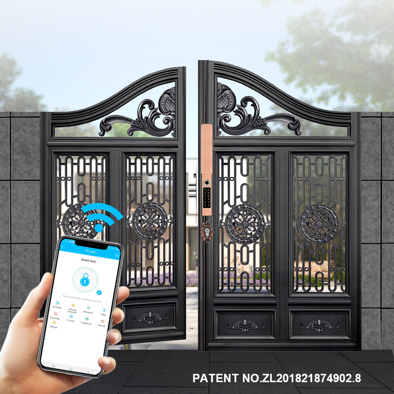 锁神庭院门户外防水别墅指纹锁APP密码门锁蓝牙全自动滑盖指纹锁