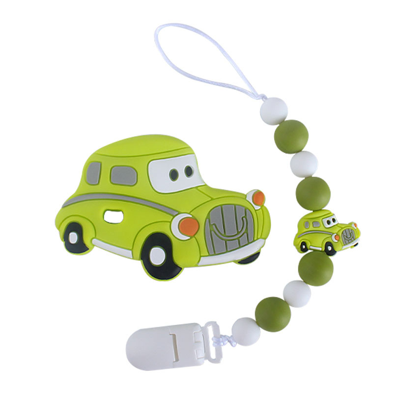 Bebé teether juguetes teether palo clásico coche de silicona chupete cadena anti-gota de la cadena de venta caliente teether traje