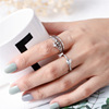 One size ring, zirconium, set, Korean style, micro incrustation, bright catchy style