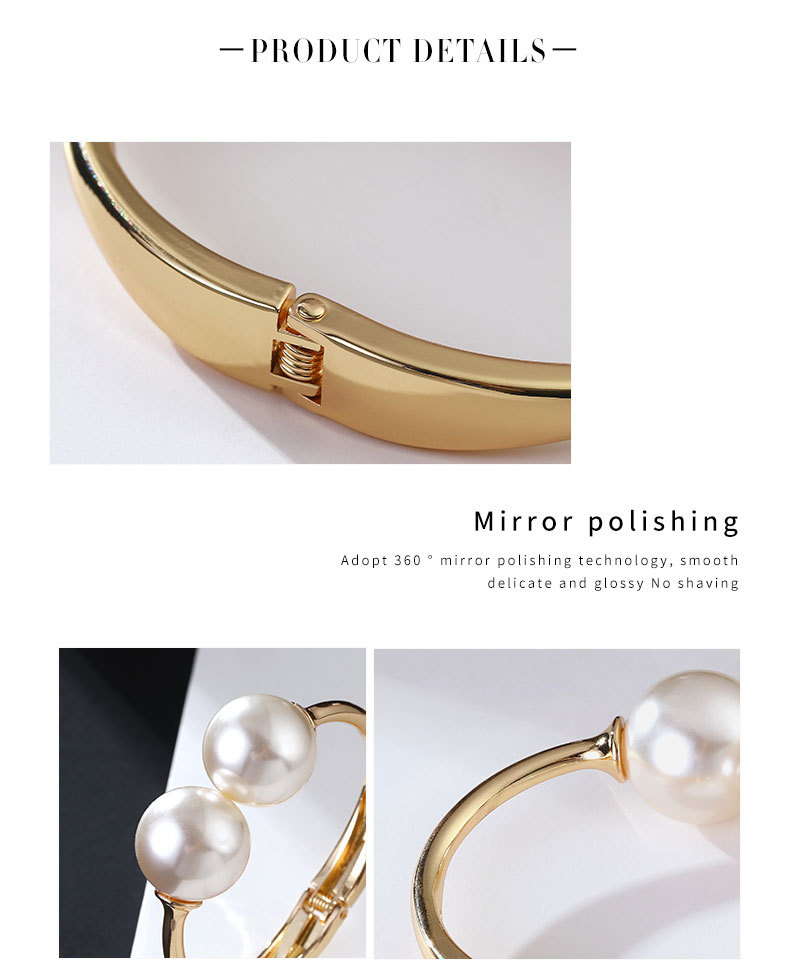 Big Pearl Alloy Open Bracelet