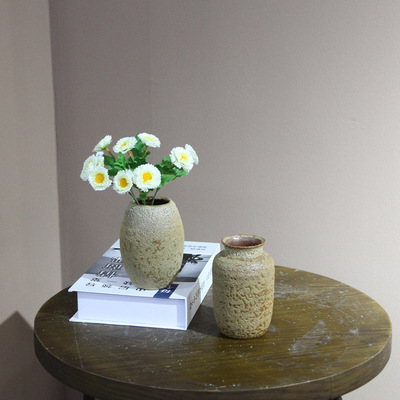 手工精瓷擺件陶瓷粗陶黃泡泡高溫手拉粗陶多場景實用裝飾小小花瓶