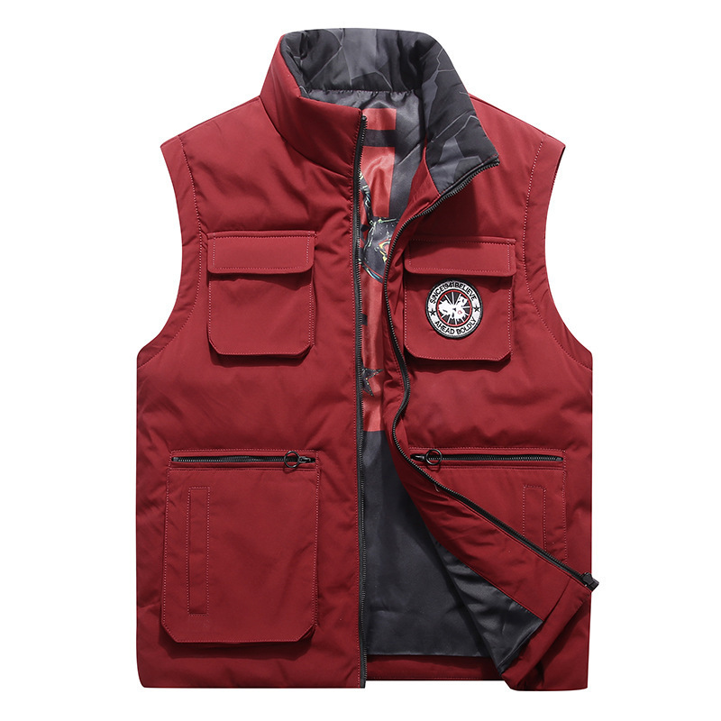 Cross-border al por mayor otoño nueva moda de los hombres de algodón soporte collar Chaleco de los hombres de moda multi-bolsa Chaleco de una sola pieza de entrega
