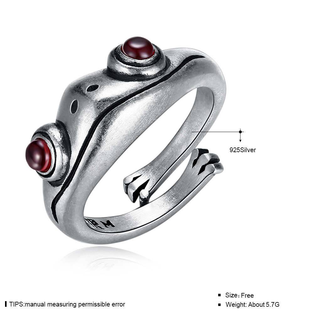 Simple Style Frog Sterling Silver Plating Zircon Rings 1 Piece