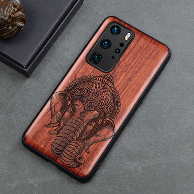 华为P40手机壳 木定制镭雕刻 P40Pro TPU木片图案保护套外贸批发|ms