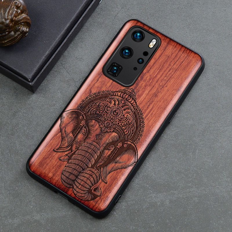华为P40手机壳 木定制镭雕刻 P40Pro TPU木片图案保护套外贸批发|ms