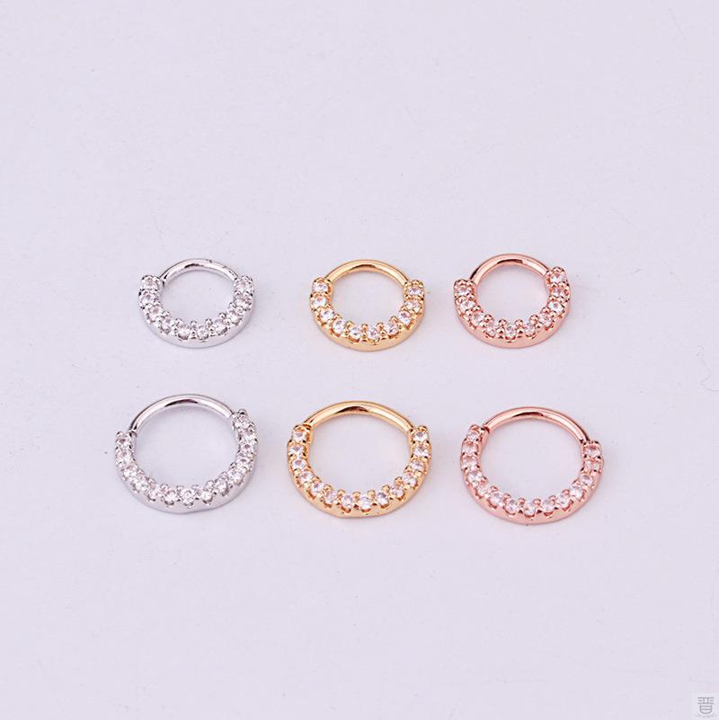 Stud earrings zircon round nose ring pie...