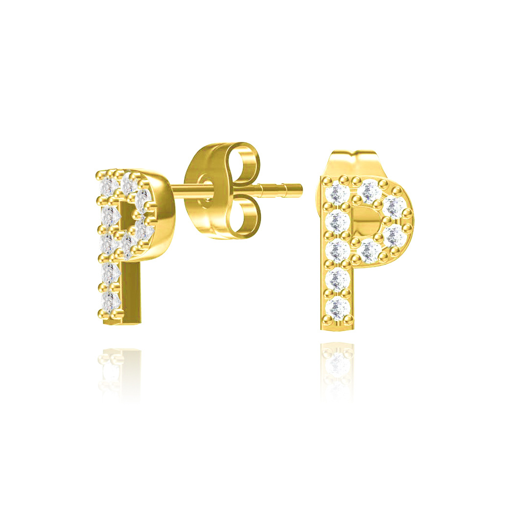 Hot-selling New Letter 26 English Copper Letters Zircon Earring For Women display picture 12