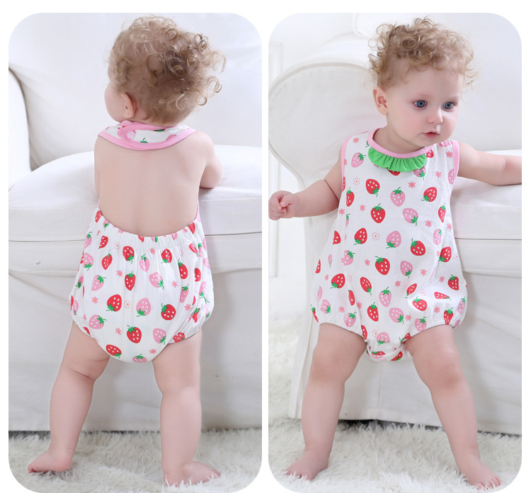 Summer New Comfortable Navy Collar Strawberry Triangle Romper Romper 0-3 Years Old Children's Wear display picture 14