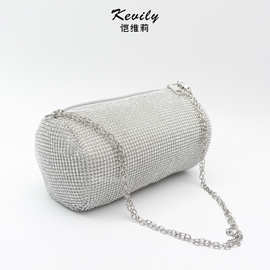 恺维莉钻石圆筒包跨境新款晚宴包创意圆筒腋下包一链双用链条包包
