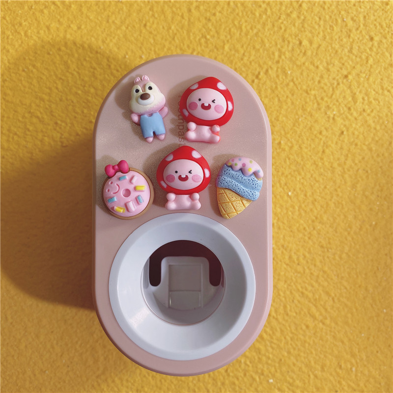 Cartoon Automatic Toothpaste Squeezer Creative Suction Wall-mounted Squeeze Set Children's Punch-free Toothbrush Rack