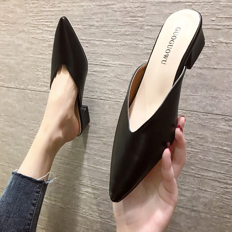 Fitting Shoes High Heels Slippers Spring and Summer 2020 New Coarse Heels Pointed Toe Bags