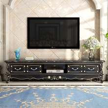 欧式电视柜套装茶几组合黑檀色实木雕花地柜客厅家具大理石电视柜