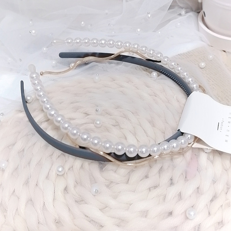 Three-piece Headband South Korea Simple Exquisite Pearl Head Buckle Korean Wave Hair Hoop Wholesale Nihaojewelry display picture 3