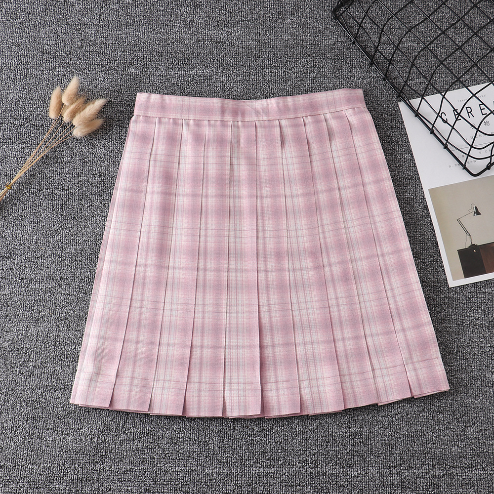 日本JK制服裙学生高腰格子日系百褶裙百折裙 少女心事格裙校服裙-阿里巴巴