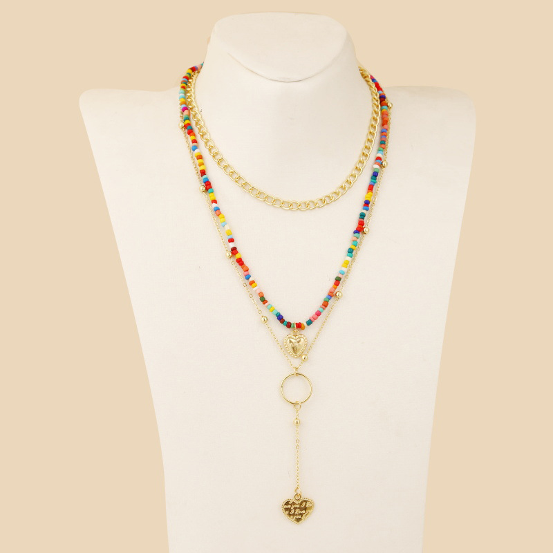 Bohemian Multi-layer Three-strand Love Bead Necklace Set Beach Handmade Pendant Jewelry Wholesale Nihaojewelry display picture 3