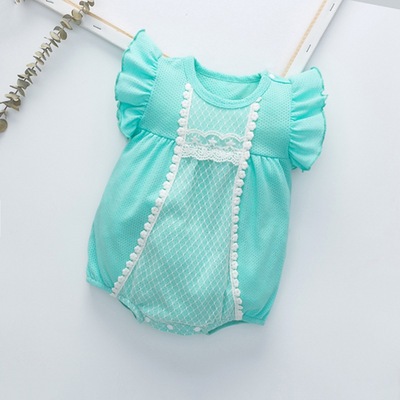 Ins summer new style breathable Korean baby LACE SHORT SLEEVE BODYSUIT climbing clothes package fart ha Yi factory