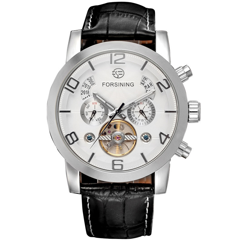 Forsining Fusini hombres de negocios reloj mecánico automático calendario multifuncional cinturón reloj mecánico 165