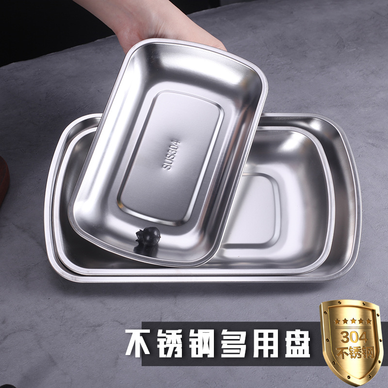 304 Food grade Stainless steel Thickened paragraph Use Sausage rectangle barbecue snack Dessert plate