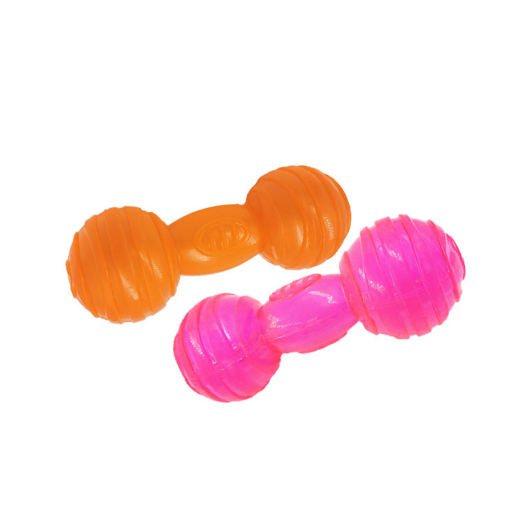 Fábrica transfronteriza en stock PET TPR hueso Barbell sonido juguete mordedura-resistente transparente perro suministros de juguete