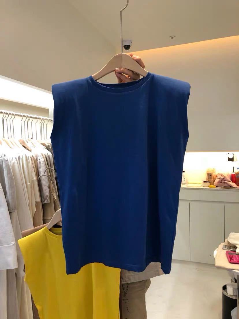 T-shirt senza maniche ampia con scollo rotondo solido per canotta casual estiva dimagrante abbigliamento da donna coreano_voghion.com