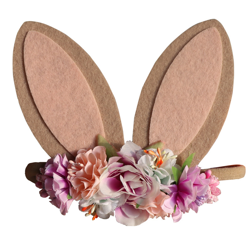 Fashion Bunny Ears Flower Cloth Hair Band 1 Piece display picture 3