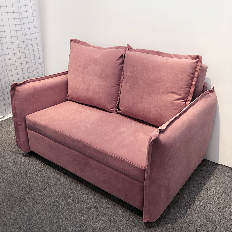 Sofá cama multifuncional plegable tecnología rosa tela de peluche tres extracciones cama invisible apartamento estilo in