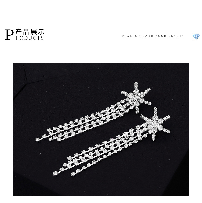 Korean New Fashion Six-pointed Star Tassel Earrings Wholesale display picture 4