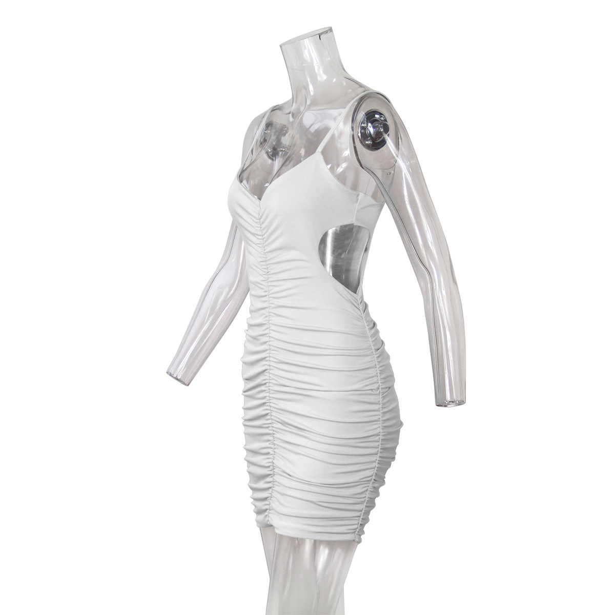 V-neck low-cut sling fold dress NSZY17806