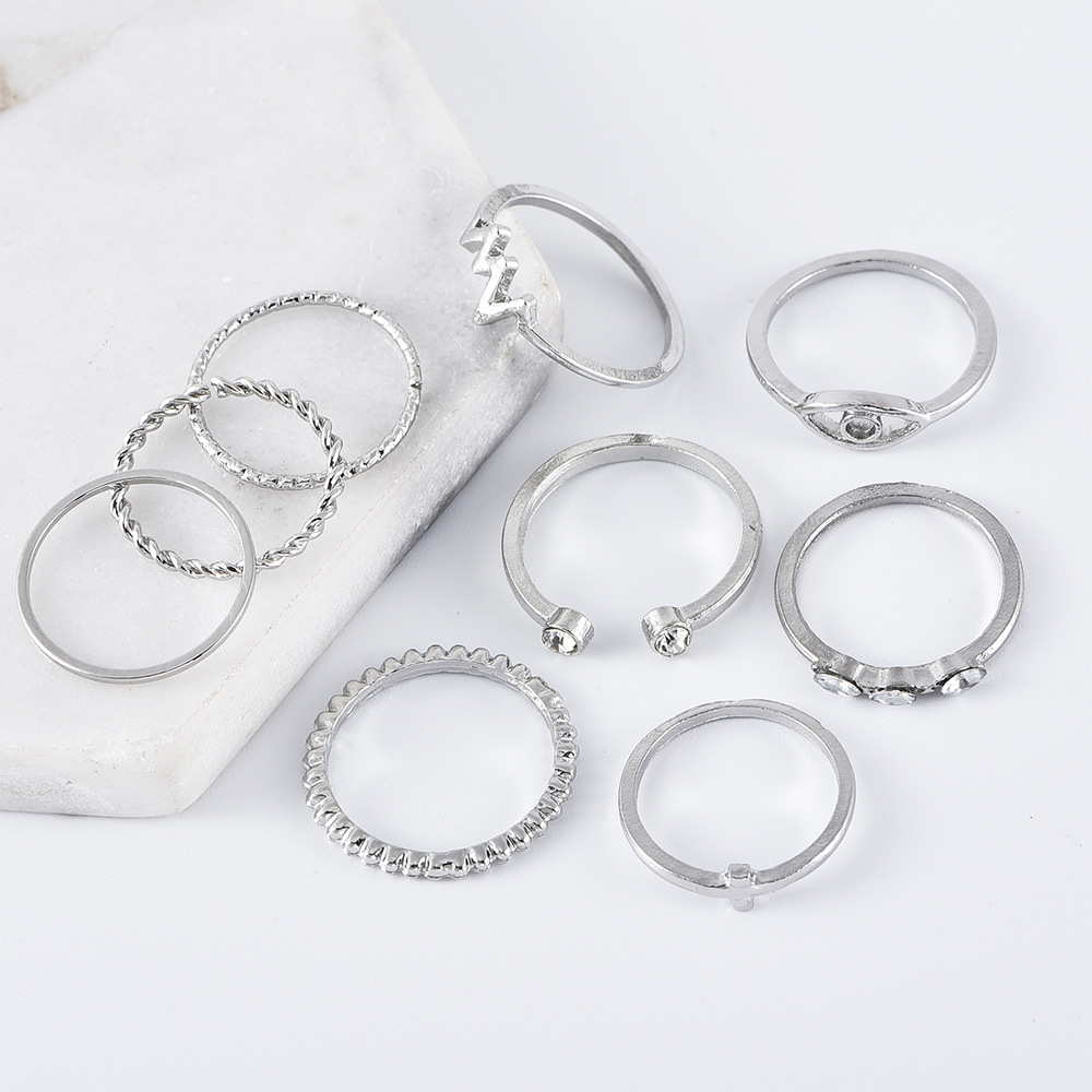 Bohemian Silver Lightning Eyes Ring Set display picture 3