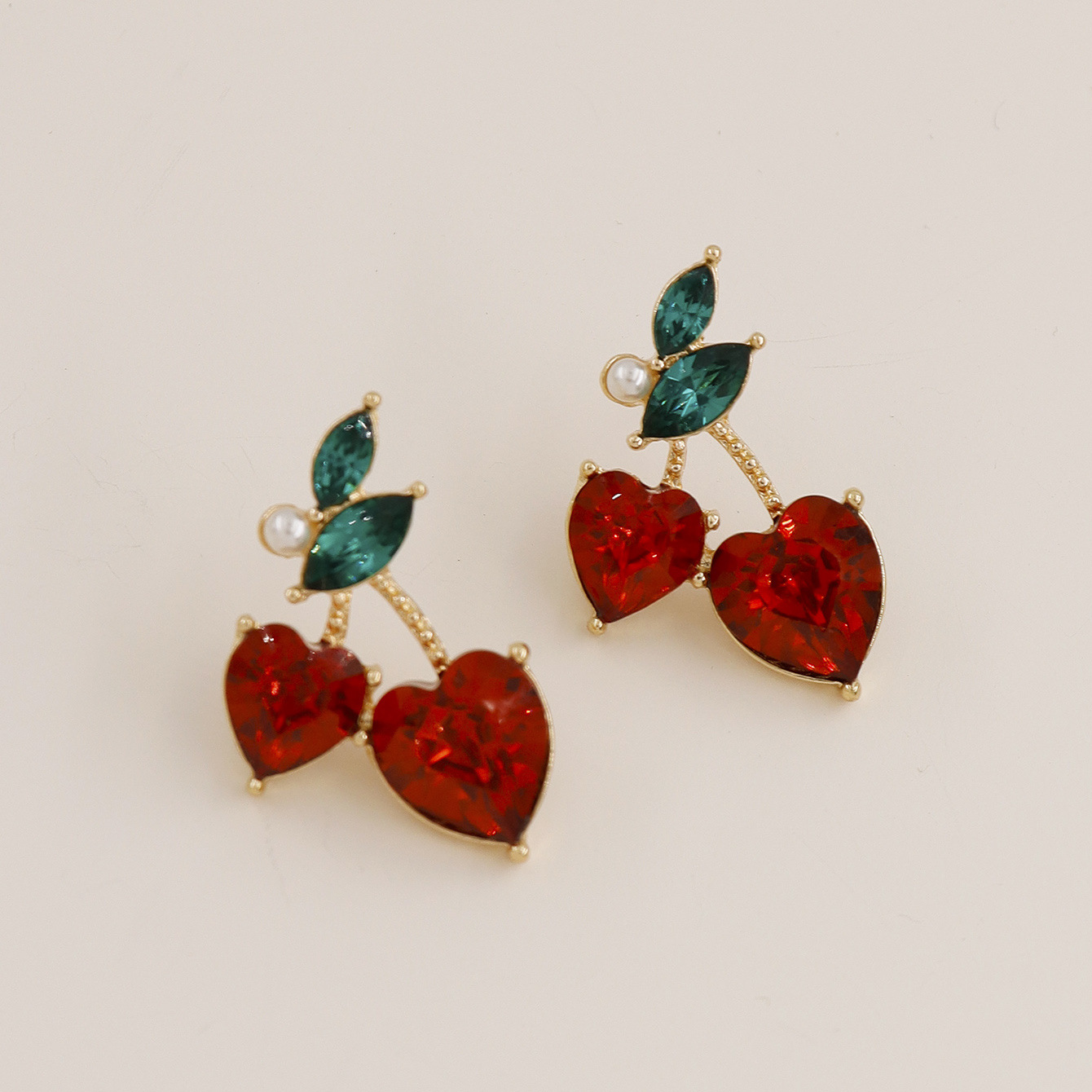 New Fashion Fashion  Metal Diamond-studded Fruit Cherry Earrings display picture 3