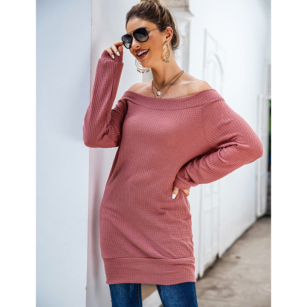 solid color one-shoulder slim T-shirt NSSA40040