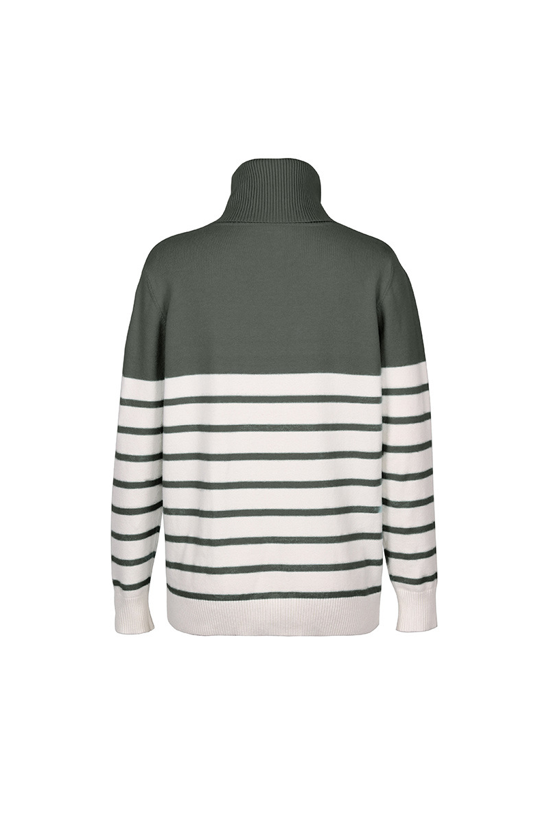 autumn and winter high-neck striped sweater blouse NSDY7671