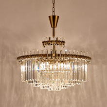 后现代欧式创意铁艺水晶吊灯客厅卧室餐厅样板间时尚铜色水晶灯