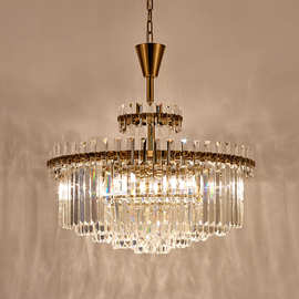 后现代欧式创意铁艺水晶吊灯客厅卧室餐厅样板间时尚铜色水晶灯