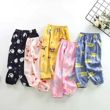 Summer children's mosquito proof pants cotton silk parent-child lantern pants light and thin boys' Korean Pants Girls' baby Harlan pants - ShopShipShake