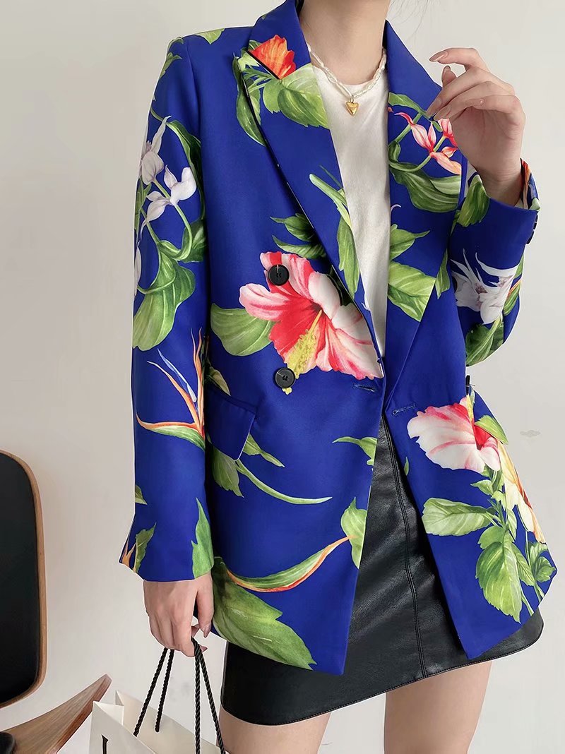 wholesale floral print casual fashion loose slim suit jacket NSAM6831