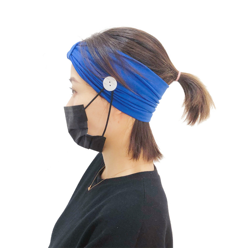 New Mask Anti-leather Button Fitness Hair Band Sports Yoga Knitted Sweat-absorbent Hair Band Wholesale display picture 3