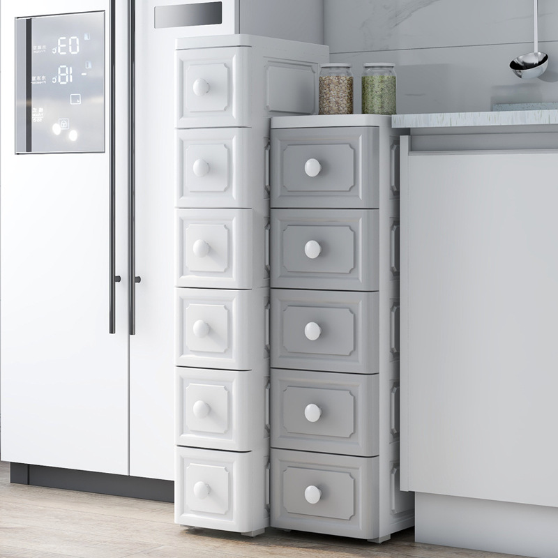 简欧夹缝柜子厨房收纳柜 抽屉式组合玩具收纳柜浴室多层收纳箱|ms