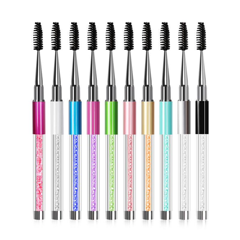 Venta al por mayor herramientas de maquillaje rhinestone cepillo de pestañas de fibra espiral peine de maquillaje multi-color opcional