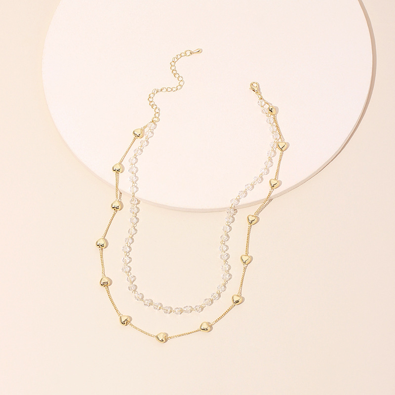 20g Weight Necklace Classification Wedding, Travel Occasion Women'S Gender Simple Crystal Love Double-layer Bracelet Girls Light Luxury Necklace 8
