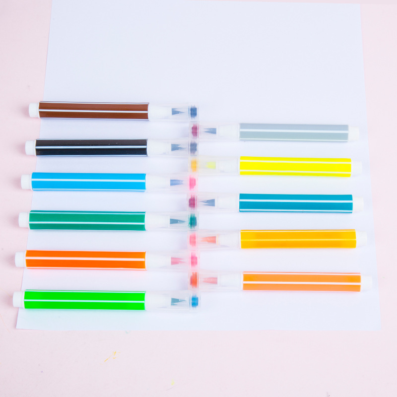 1689 sello hexagonal cabeza suave pluma de acuarela estudiante pintura creativa de doble uso cepillo lavable traje de pluma de acuarela