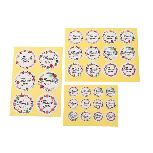 Wreath thank you colorful baking packaging sticker plastic bag decorative seal sticker thank you sticker