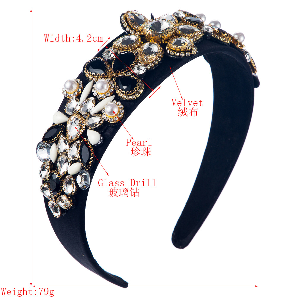 New Headband High-end Women's Headband Baroque Stained Glass Diamond Headband display picture 1