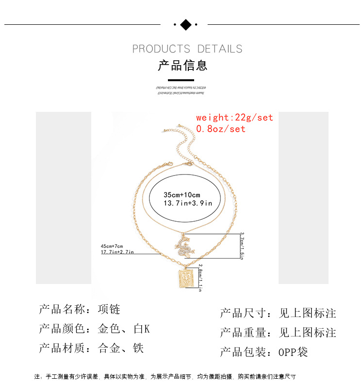 Retro Kreative Drachen Anhänger Doppelschichtige Lange Halskette Set display picture 16